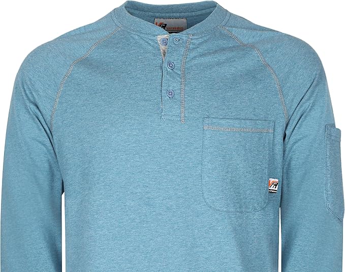 VATRENUS FR Shirts Henley 5.5oz 100% Cotton Flame Resistant Long Sleeve T-Shirts