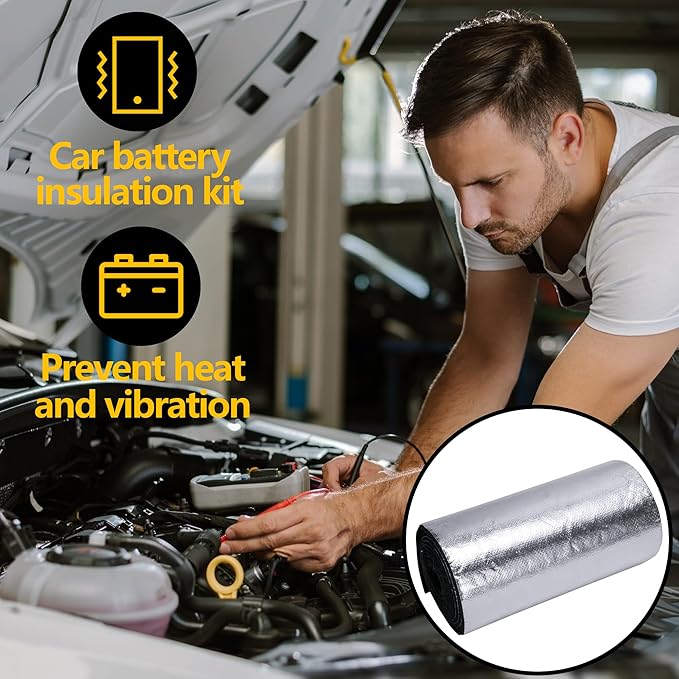 2 Set of 82.6 x 7 Inches Car Battery Insulation Kit,Universal Battery Blanket for Cold Weather Protector,Car Battery Insulation Cover for Vehicle Truck RV Batteries