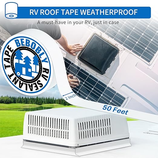 RV Roof Tape Waterproof,2 Inch X 50 Foot Leak Repair Sealant Tape,UV & Waterproof Butyl Tape for RV Roof,Window,Camper, Boat,Pipe Sealing White