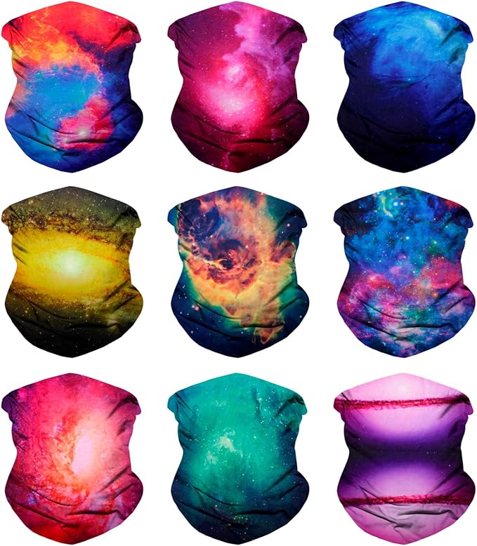 Sojourner Neck Gaiter, Bandana, Buff (9 Pack) - Face Cover for Men, Women, and Teens - Neck Warmer UV Sun Protection Gator