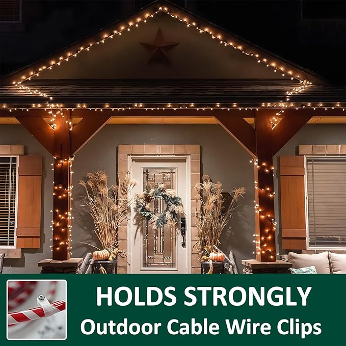 50 Pack 1/2 inch Rope Light Clips,Cable Wire Clips Clamp P-Style Mounting Clips with Stainless Steel Screws,Rope Light Clips Outdoor, Outdoor Cable Clips