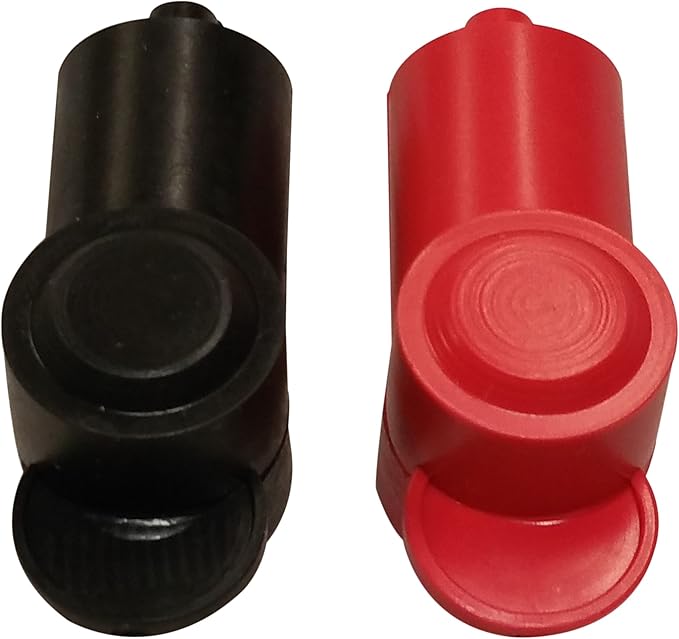 (Red & Black) 1/4" Stud Terminal Cover - Electrical Battery Connection Insulator (2 Pack)