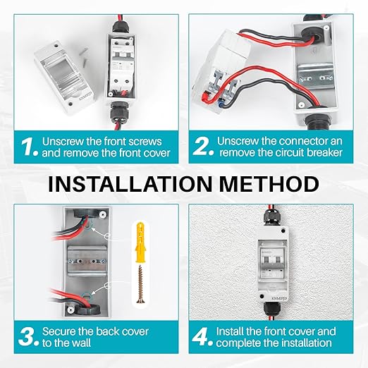 Solar Panel Disconnect Switch，1000V 63Amp Solar Breaker， IP65 Outdoor Solar Breaker Box and Solar Disconnect Switch with PV Cable (DC1000V 63Amp)