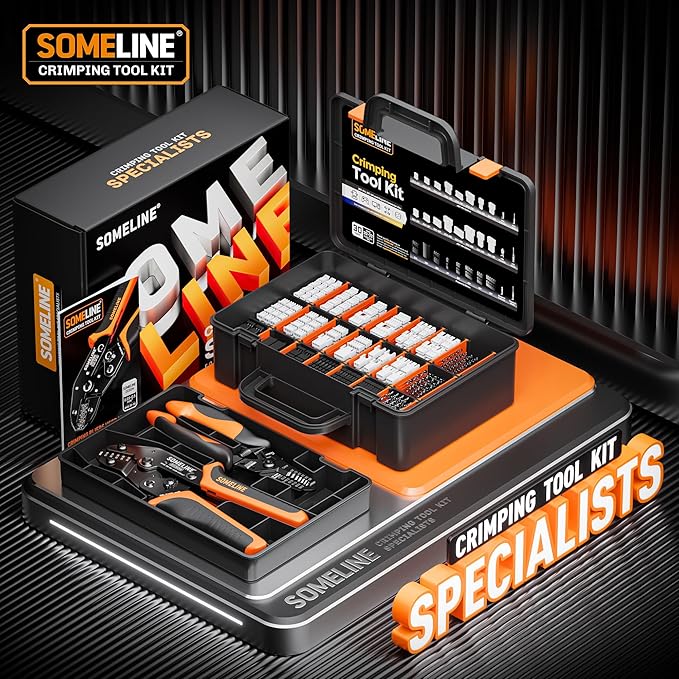 SOMELINE Crimp Tool Connector Kit, JST-PH 2.0mm/JST-XH 2.5mm/Du Pont 2.54mm Connector Set, 30 Types of Connectors, 32-20 AWG Ratcheting Crimper for Du pont,JST Series,KF2510,Molex,TE Series