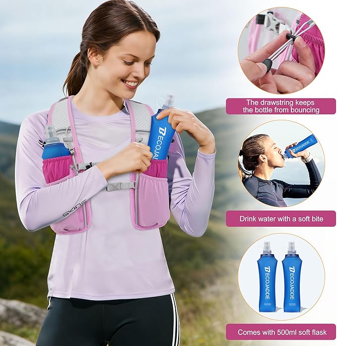 Running Vest Hydration Backpack for Men Women, 5L Lightweight Running Backpack Hydration Pack for Marathon, Trail, Cycling, Hiking, Jogging