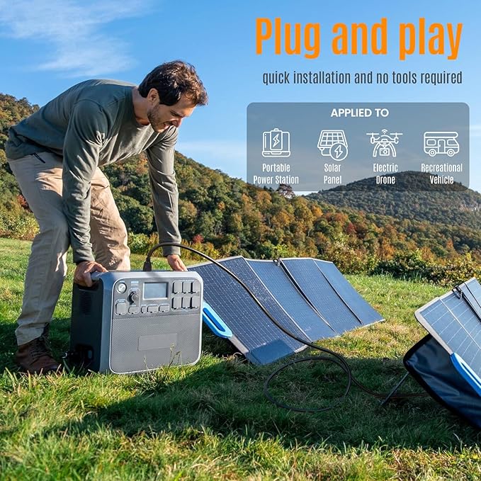 6-in-1 Solar Panel Connector Kit Solar Connector to DC5521 7909 8020 XT60 EC5 Solar Panel Multi Connector Cable Portable Heavy-Duty Weatherproof for RV Power Staion Generator(10ft)
