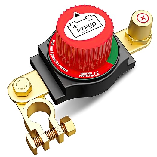 Top Post Battery Disconnect Switch, Car Battery Disconnect Switch, 12V-48V Battery Cut/Shut Off kit for Car RV Boat Truck ATV, Suitable for Positive Terminal, Flexible Installation Options