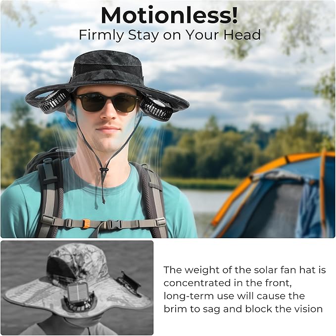 AMACOOL Bucket Hat Fan, Gifts for Him Father Dad Husband, Fishing Essentials for Men Women Camping Hiking Beach Gardening