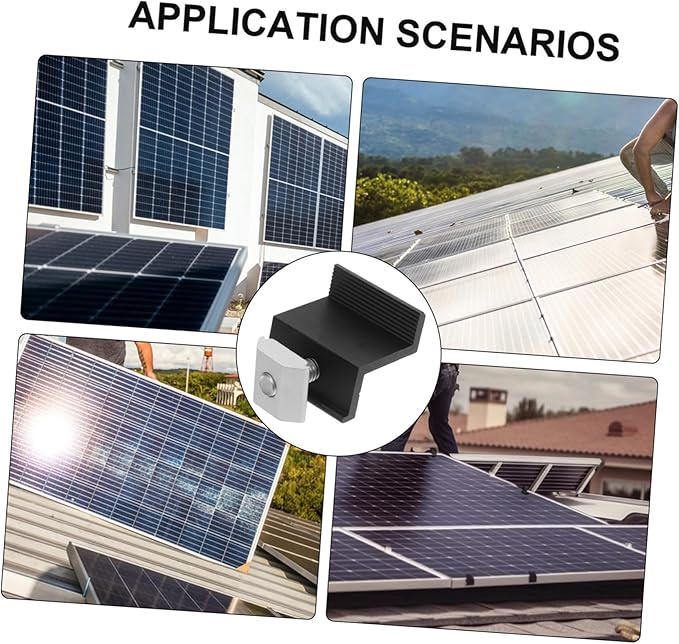 HANABASS 4pcs Aluminum Bracket Solar Panel Support Easy Install Vertical Clamp for Ground Mounting Durable Solar Panel Clips for Efficient Setup and Enhanced Stability