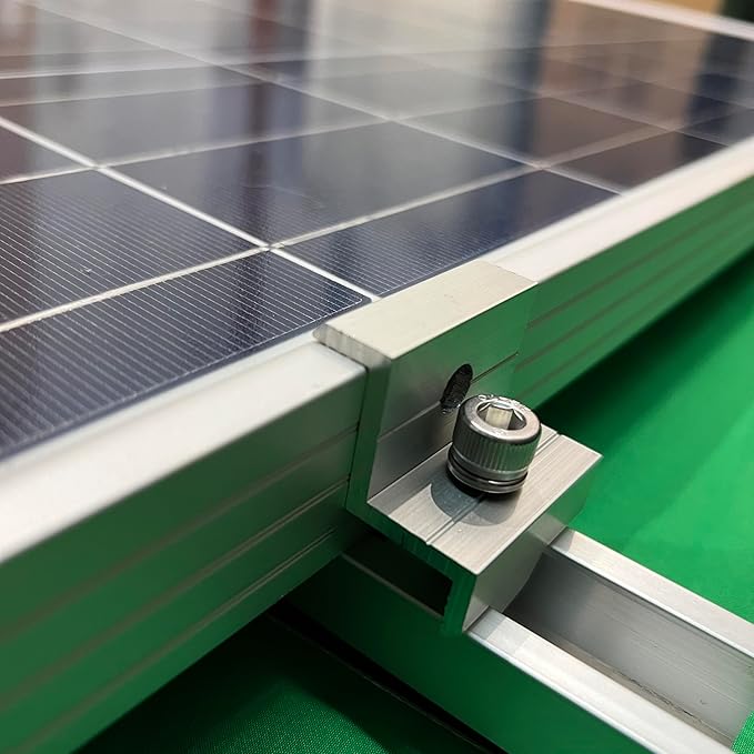 Solar Panel Mounting Brackets, Roof Mount Kit, Rails and Clamps Included for Thickness 1.18”-1.38”, 4pcs in A Row Assembly on Tin, Flat and Sheet Rooftop, Aluminum Alloy