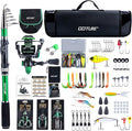 Goture Fishing Poles and Reels Combo - Green Telescoping Fishing Rod Portable Travel Kit with Carrier Bag for Freshwater Saltwater