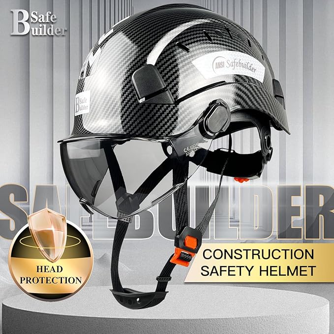 Construction Safety Helmet with Visor ABS Hard Hat Adjustable Ventilation Hardhats Industrial Work Head Protection for Men Certified ANSI/ISEA Z89.1