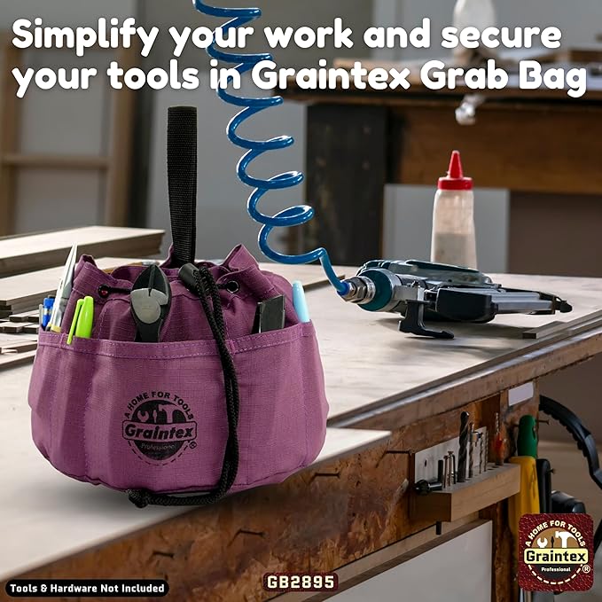 Graintex 18 Pockets Grab Bag Rip-stop Canvas Drawstring Closure, Small Part Organizer Pouch, Small Tools, Screws, Parts, Parachute Tool Bag for Efficient Storage - Purple