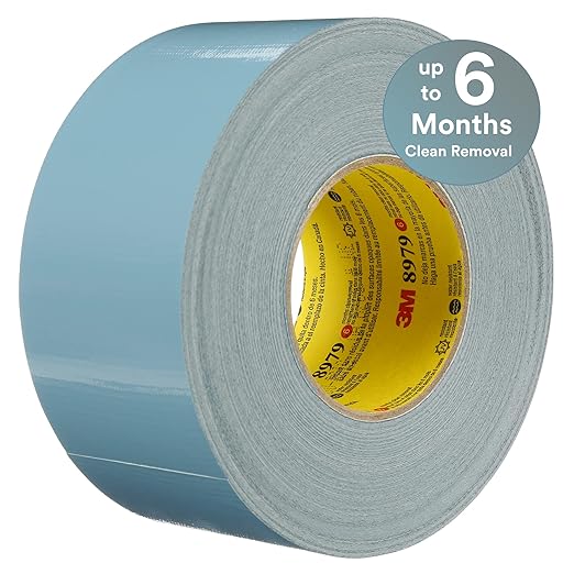 3M Performance Plus 8979 Duct Tape Heavy Duty, Slate Blue, 29 in x 60 yds, 12.1 mil, 6 Month Clean Removal, Resists UV and Weather for up to 12 Months, Tears Cleanly, Curl-Resistant, 1 Roll