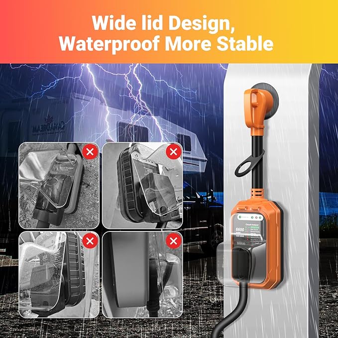 EyGde RV Surge Protector 30 Amp Waterproof, RV Circuit Analyzer with Full Electrical Protection, Power Plug Adapter Protectors for 30amp Camper Travel Trailer Accessories