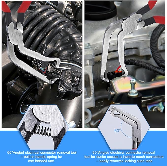 5-Piece Automotive Electrical Connector Removal Tool Set,Electrical Disconnect Pliers with Ergonomic Handle for Cars,Trucks & SUVs Fuel Line/MAF Sensor/Electrical Terminals/Lgnition Coil