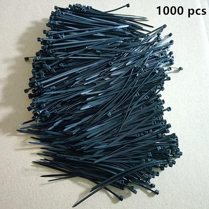 1000 pcs 4 inch Cable Zip Ties Heavy Duty, Premium Plastic Wire Ties with 18 LBS Tensile Strength, UV Resistant Cable Ties, Self-Locking Black Nylon Tie Straps