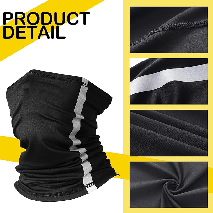 SATINIOR 2 Pcs Sun Hard Hat Neck Protection High Visibility Full Brim Mesh Sun Protection and Neck Gaiter Bandana Face Scarf for Construction Helmet Hard Hat Accessories, Reflective(Black)