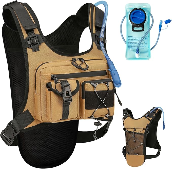 USA Original Patent Running Hydration Vest Backpack, Lightweight Chest Pack with 2.0L Water Bladder Bag Daypack for Hiking Running Cycling Race Marathon for Women Men