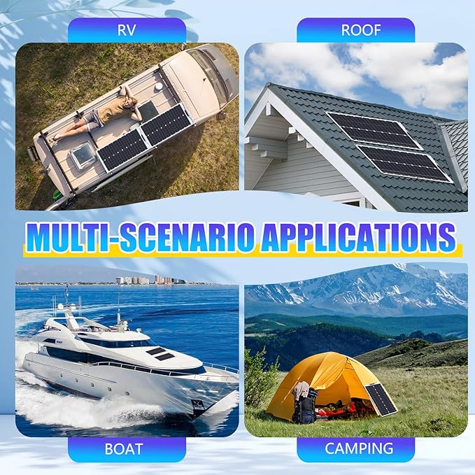 KEPEAK 35W Flexible Solar Panel Monocrystalline, Lightweight Semi-Flexible Solar Charger & MC4 for 12V Battery, RV Marine Boat Camper Van Trailer Off-Grid Power