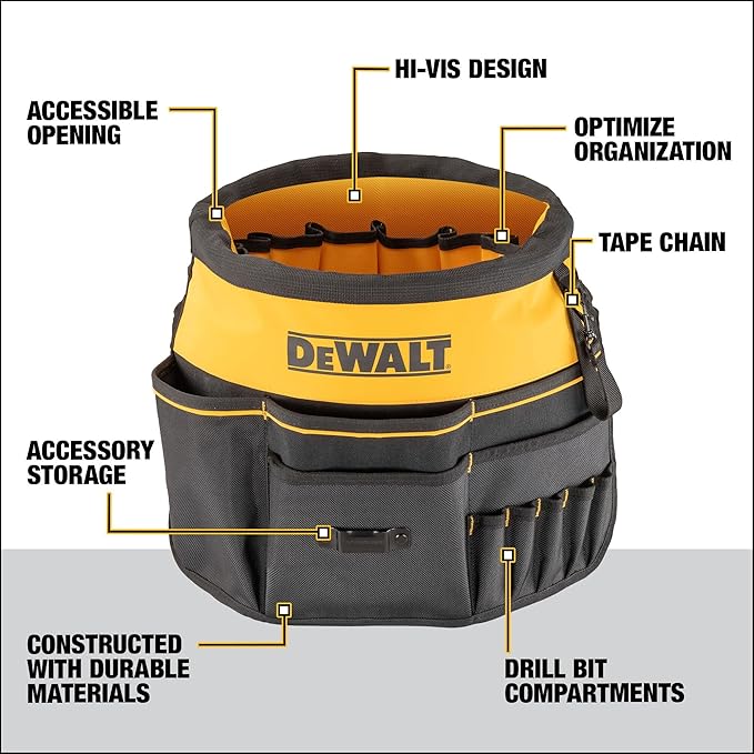 DEWALT Tool Organizer, 37 Pockets and Loops for Tool Storage Including a TOUGHCASE Pocket (DWST560109)