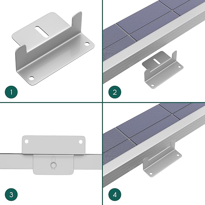 Solar Panel Mounting Brackets, Solar Panel Mount, Z Bracket, Z Brackets for Mounting, Roof, RV, Trailer, Rack, Wall, Home, Off Grid, Boat, Camping, Setup, Aluminum, Installation Hardware Kit, 16 PC