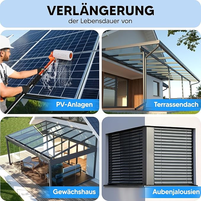 Solar Panel Cleaning Brush and Pole-Replacement Cleaning Brush Head for Solar Panlel, Outside High Window, Roof (White)