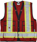 Viking Open Road Surveyor Safety Vest - Class 2 Reflective Polyester Twill with 14" Zippered Pack on Back, Plentiful Pockets