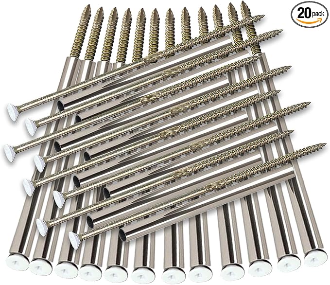 20 Sets Gutter Screws White 3304719PK 7-Inch with Stainless Steel Ferrule Durable Gutter Nails and Spikes Easy-to-Install Secure Gutter Fasteners for Renovation and Maintenance of gutters