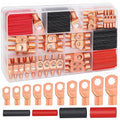Twidec/160PCS Battery Cable Ends AWG 2 4 6 8 10 12 Gauge Copper Cable Wire Lugs,Ring Terminals Connectors,Copper Ring Terminals Connectors with Heat Shrink N-095-160PCS