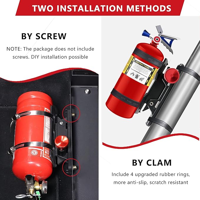 Car Fire Extinguisher Mount Bracket Aluminum Quick Release Roll Bar Fire Extinguisher Holder Mount Universal Compatible with Jeep Truck UTV ATV Semi