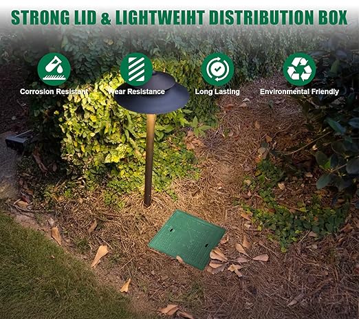 16x16x16in Underground Splice Boxes with Fiberglass Solid Cover,In Ground Pull Box Deep Enclosure Distribution Pit Electrical Junction Boxes Drillable Precast Tapered Pit for Cable Wiring