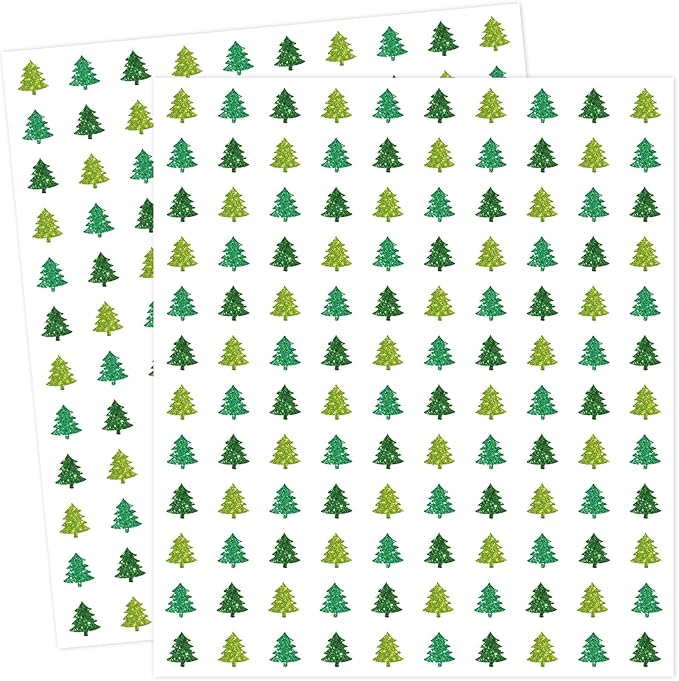 JarThenaAMCS 2400 Pcs Christmas Mini Sticker Paper Decal Gradient Green Xmas Tree Self-Adhesive Sticker for Envelope Scrapbook Gift DIY Supplies, 0.5 in