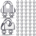 Blulu 50 Pcs 1/8 Inches M3 Stainless Steel Wire Rope Cable Clip Clamp 304 Stainless Steel Wire Rope Clamp Clip Wire Cable Clamp Wire Rope Clips U Bolt Saddle Fastener