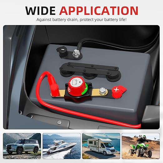 Joinfworld Side Post Battery Disconnect Switch 12V-48V 275A Waterproof Marine Battery Cut Off Switch 12 Volt for Car RV Boat ATV UTV Vehicles