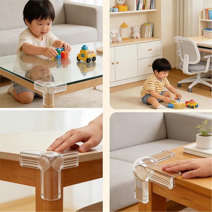 Table Corner Covers Baby Safety Corner Protector Baby Corner Protector Guards Child Proof Corner Guards Edge Protectors for Furniture Baby Proof Corners Coffee (1.57"L x 1.57"W x 1.57"T, 16, Count)