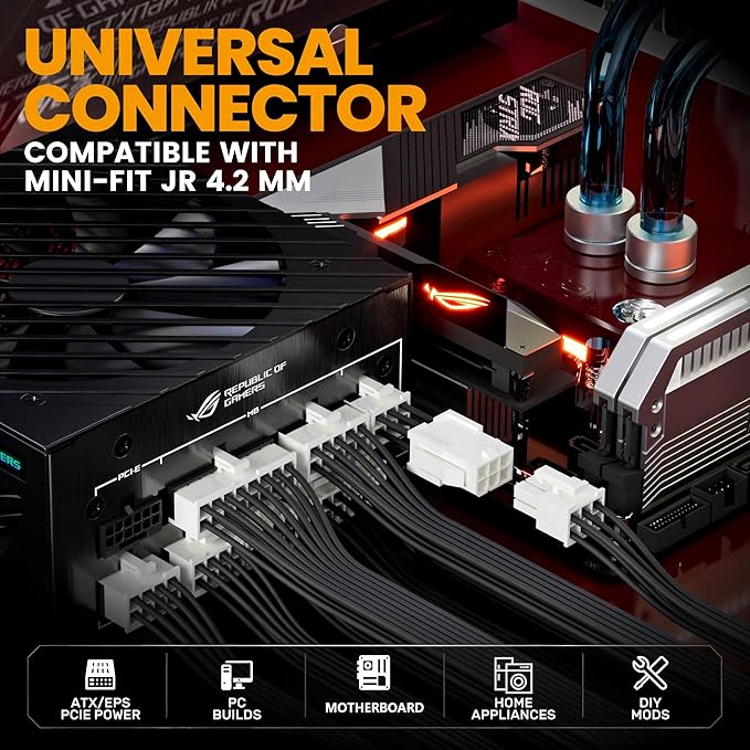 SOMELINE Mini-Fit Jr Connector Crimping Tool Kit, 2-24 Pin 4.2mm Connectors Set, 16-24 AWG Pins, Pin Extractor, Crimper & Stripper, Compatible with Molex, for PC Power, ATX, GPU PCIe, 3D Printer & DIY