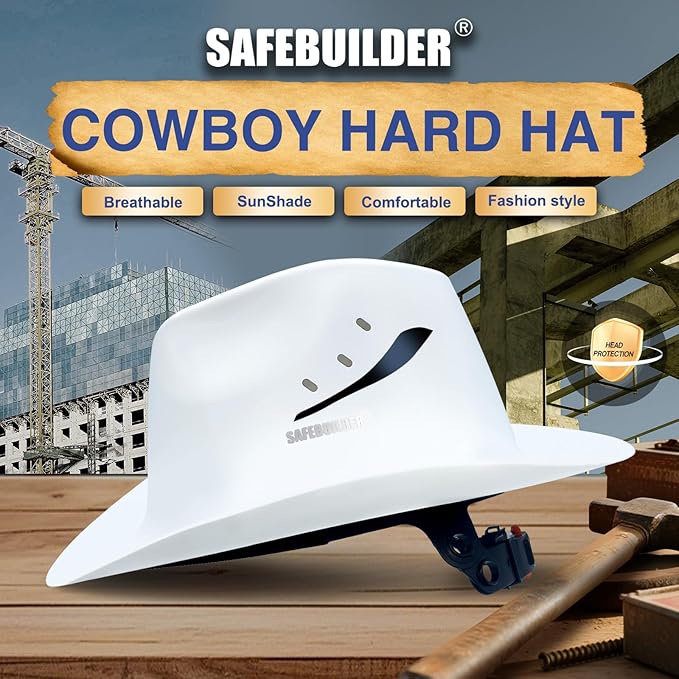 Cowboy Style Hard Hat Class C Safety Helmet Vented Full Brim Hard Hats Work Safety Helmet for Men and Women Outdoor,Industrial,Construction Head Protection- ANSI Approved