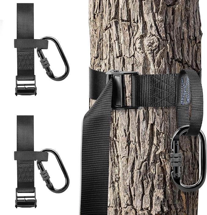 Tree Stand Harness Strap, Treestand Gear Hanger Starp with Multiple Carabiner Hooks for Hunting