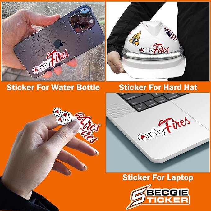 Only Fires Sticker Firefighter Sticker Helmet Sticker Fireman Sticker For Men Father Dad Hard Hat Sticker Funny Decals Waterproof Vinyl Sticker for Water Bottle Tumbler Phone Case Cars Laptops Gifts for Adults Kids Boys Merchandise Accessories Decal Gi...