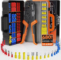 Preciva Crimping Tool for Insulated Terminals Wire Connectors, AWG20-10 Ratchet Crimper with 680 Pcs Insulated Terminals Connectors