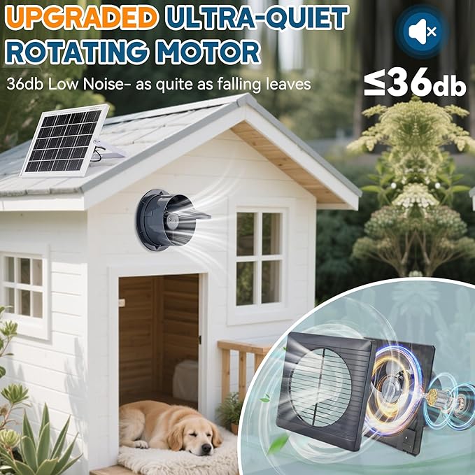 Solar Powered Exhaust Fan, 25W Solar Panel+8" High Speed Solar Powered Fans, Solar Exhaust Intake Fan Kit with Bracket, Anti-backflow Valve, Power Adapter, Vent Fan for Shed, Greenhouse, Attic