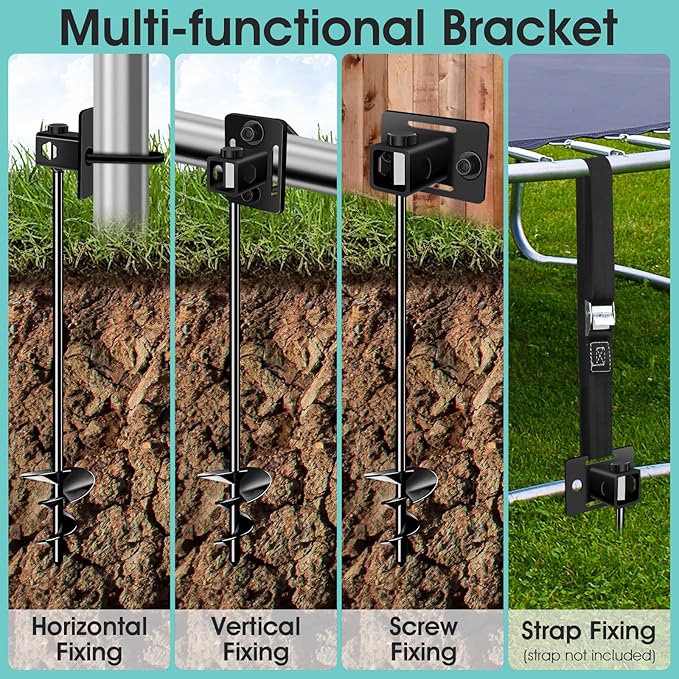 Ground Anchors Screw in, Multi-Purpose Trampoline Stakes Heavy Duty, 3" Wider Spiral Mobile Home Anchors Hurricane Earth Anchor for Trampoline, Storage Shed, Swing Sets, Carports