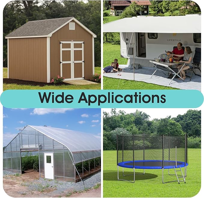 Ground Anchors Screw in, Multi-Purpose Trampoline Stakes Heavy Duty, 3" Wider Spiral Mobile Home Anchors Hurricane Earth Anchor for Trampoline, Storage Shed, Swing Sets, Carports
