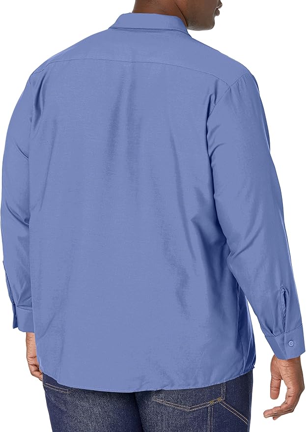 Red Kap Men's Long Sleeve Industrial Work Shirt | Moisture Wicking Button Up, Wrinkle Resistance Fights Fading & Stains