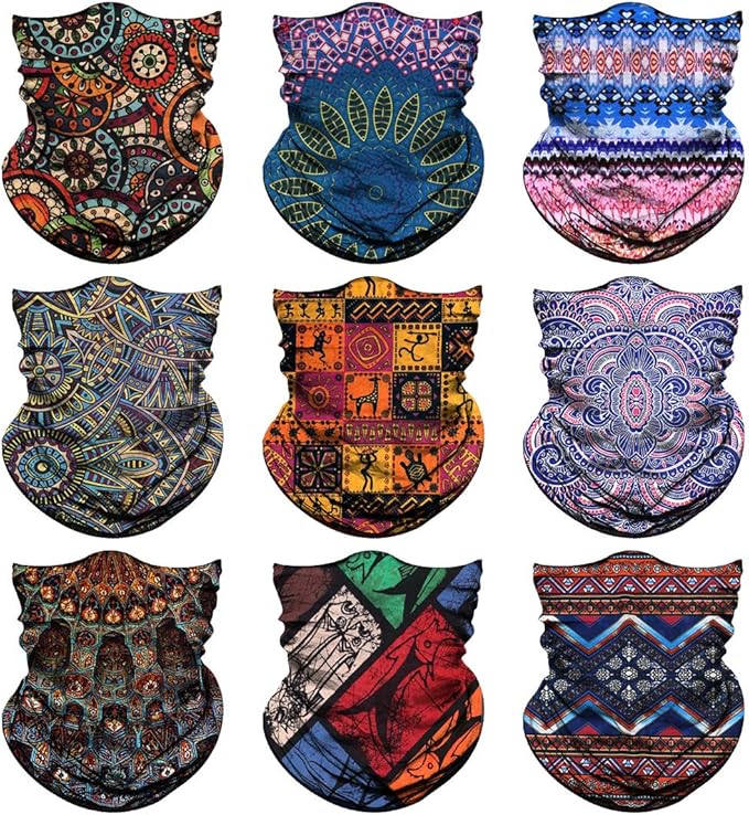 Venswell Neck Gaiter Face Mask Men Women,Seamless Bandana Rave Face Cover Scarf Mask,Balaclava,Headband, Head Wrap,Headwear