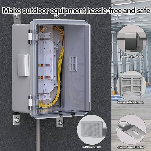 ABS Electrical Junction Box, Ventilated Design, Cable Grommets, IP65 Waterproof Enclosure, Indoor/Outdoor Use with Mounting Panel. (Clear Cover, 11"x7.4"x5.5")