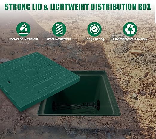 33.5x33.5x31.5in Underground Splice Boxes W/FRP Inspection Cover Large Enclosure Precast Polyethylene Distribution Pull Box Access Electrical Junction Boxes Drillable Tapered Wiring Chamber