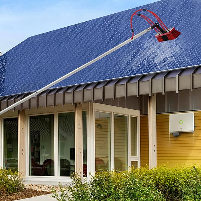 Outdoor Window Cleaning Pole Kit Washing Equipment with 9×3.28ft Poles & 180 Degree Brush Head Window Washing Equipment Solar Panel Cleaning Kit for Cleaning High Windows, Photovoltaic Solar Panels