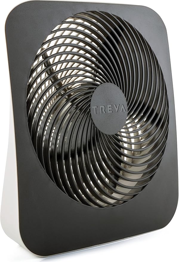 Treva 10-Inch Portable Desk Battery Fan, Powered by Battery and/or AC Adapter - Air Circulating with 2 Cooling Speeds, With Built In USB Charging Port